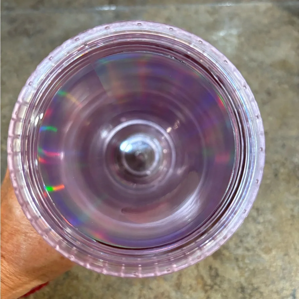 Starbucks 2022 Iridescent Pink Silver Bubblegum Grid Cold Cup Tumbler Venti 24oz
